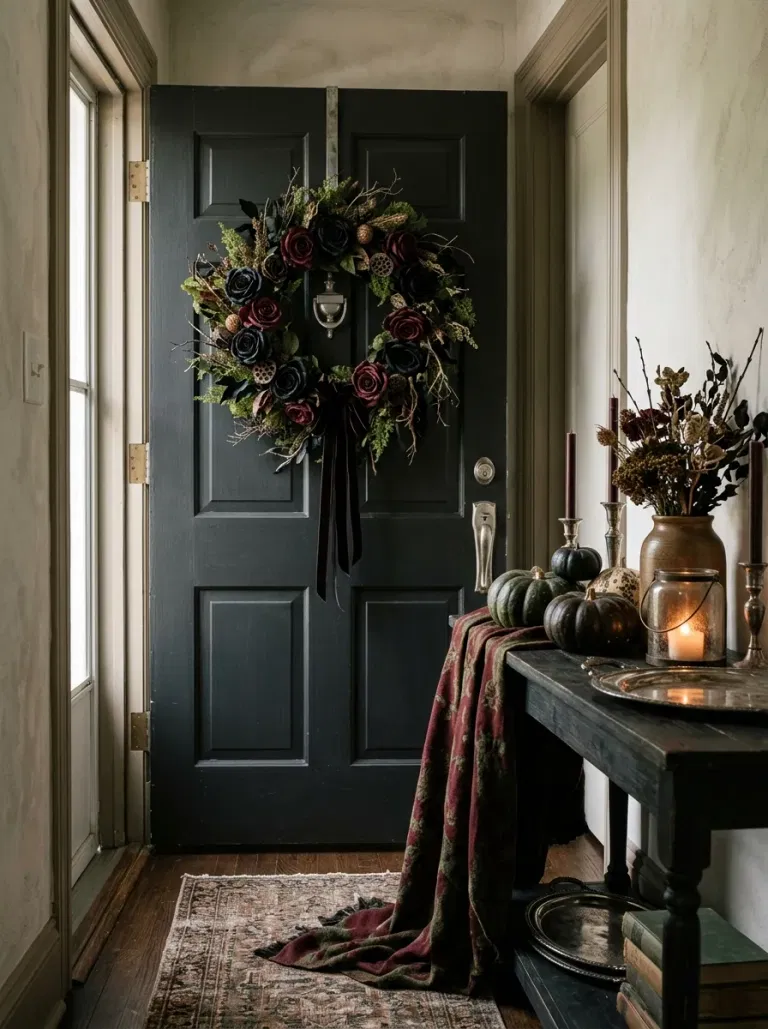 Black Rose Door Wreath