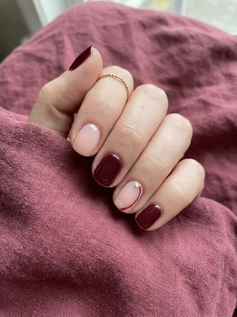 Merlot and Blush Mix nail design