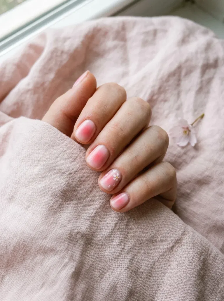 Cherry Blossom Pink Aura nail design