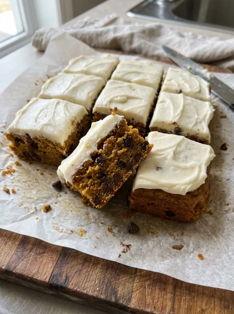 Pumpkin Chocolate Chip Frosted Bars