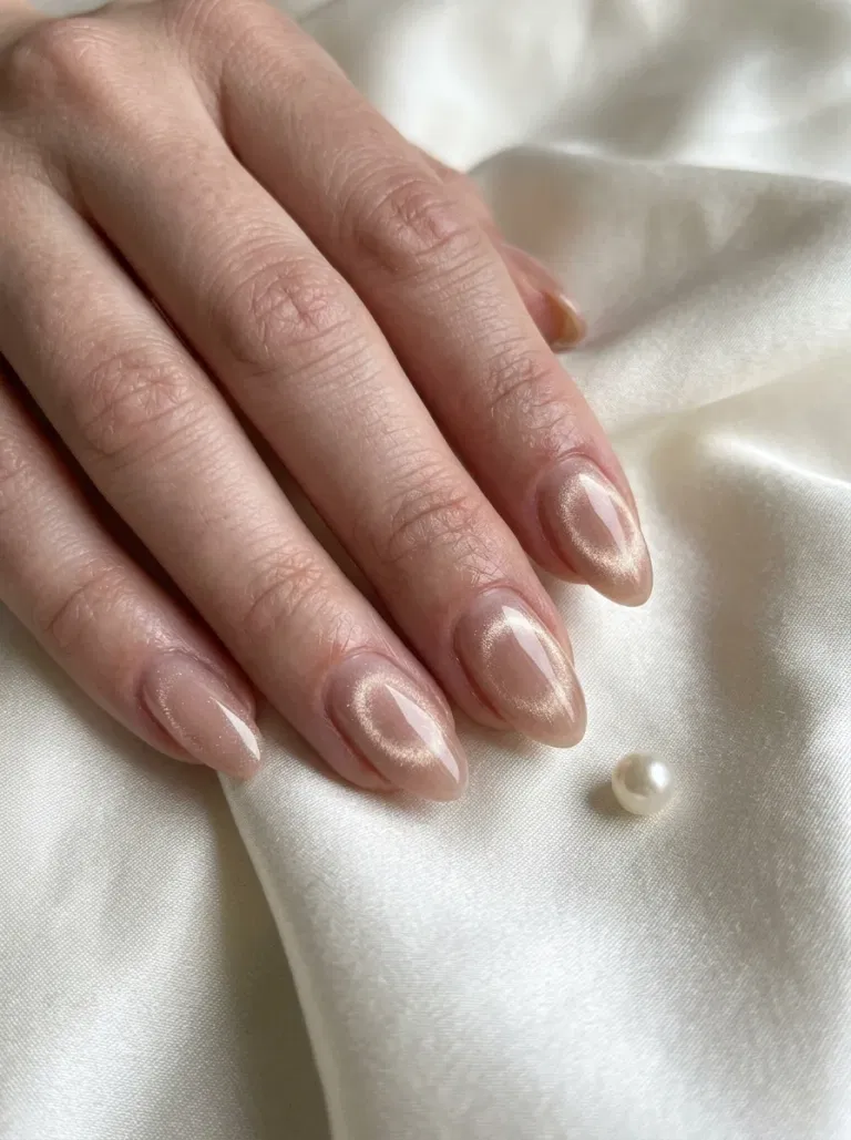 Champagne Cat-Eye Halo nail design