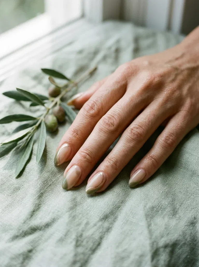 Olive Side Sweep nail design