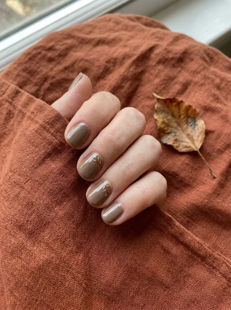 Copper Leaf Corner nail design