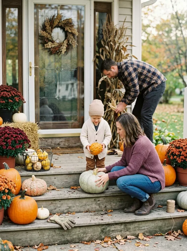 Arrange a Front Door Pumpkin Group
