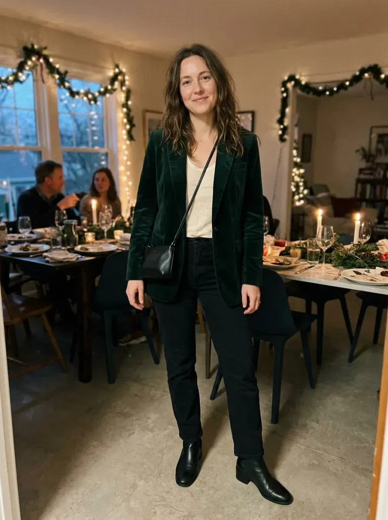 Forest Green Velvet Blazer