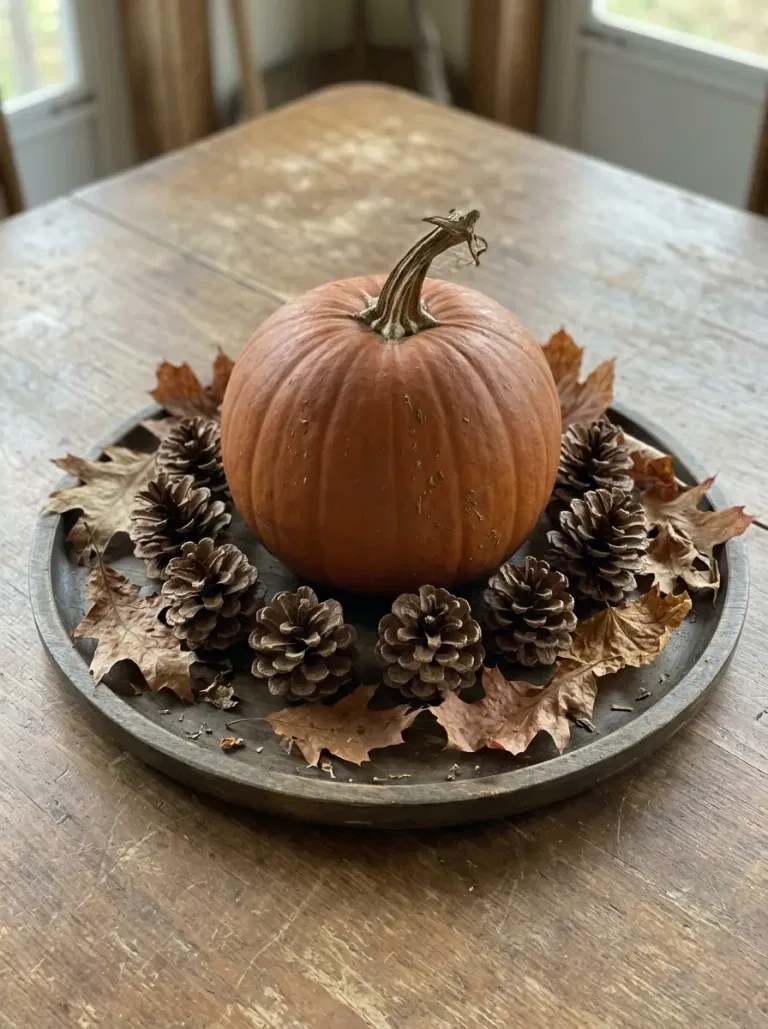 Pinecone Ring Around a Pumpkin