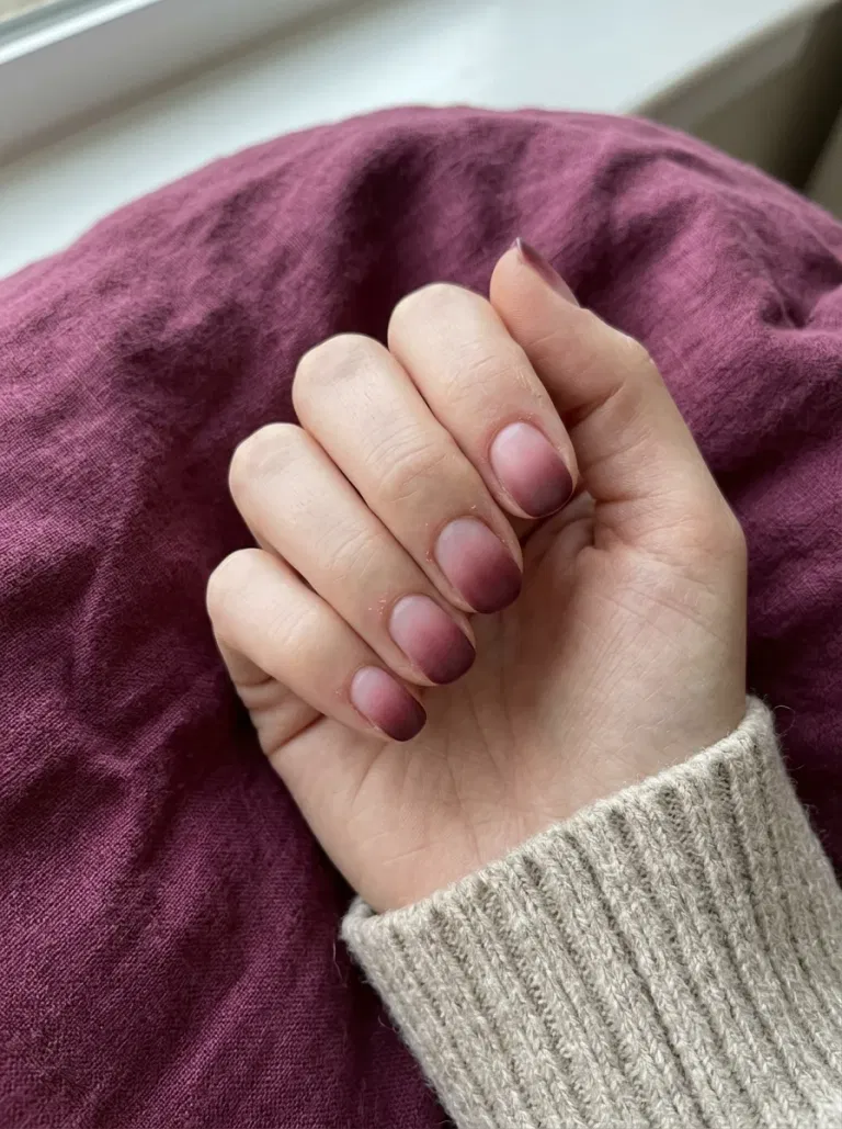 Merlot Satin Fade nail design
