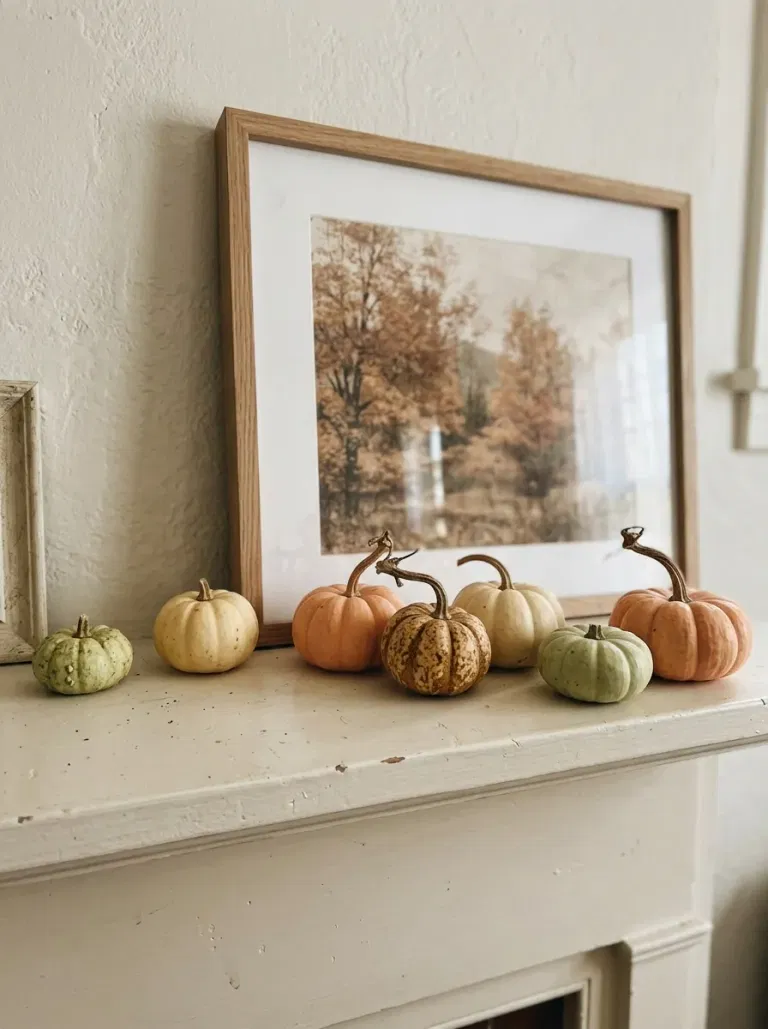Mini Pumpkin Mantel Lineup
