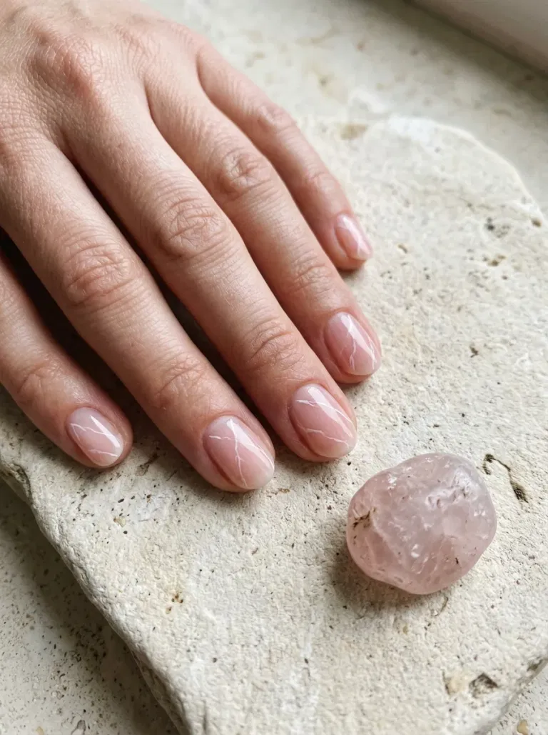 Rose Quartz Veil nail design